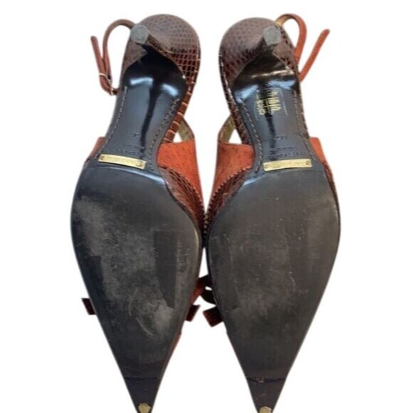 Dolce & Gabbana Womens Pointed Toe Slingback Stiletto Heels Size 38.5 Croc Embos - Picture 6 of 12